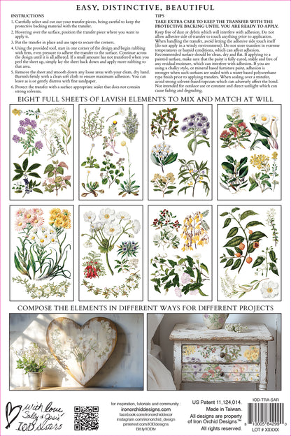 Sarah Featon's Botanicals 8x12" Transfer Pad EIGHT Sheet Set by Iron Orchid Designs (IOD)