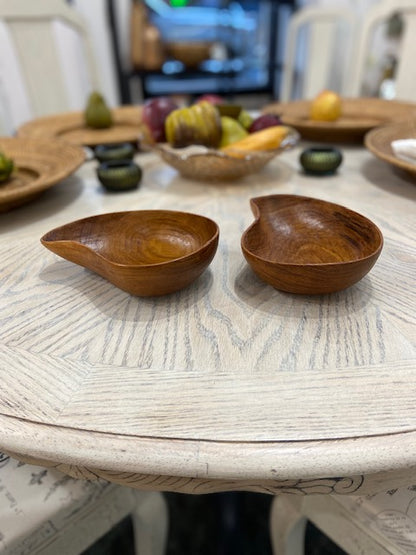 Set of Two Kidney Shaped Wooden Bowls