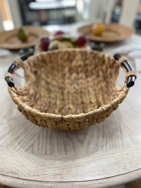 Large Natural Fiber Basket with Wooden Handles