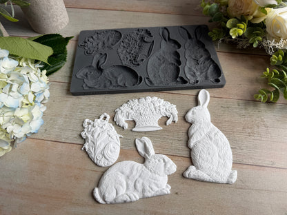 Les Lapins 6x10" Decor Mould by Iron Orchid Designs (IOD)