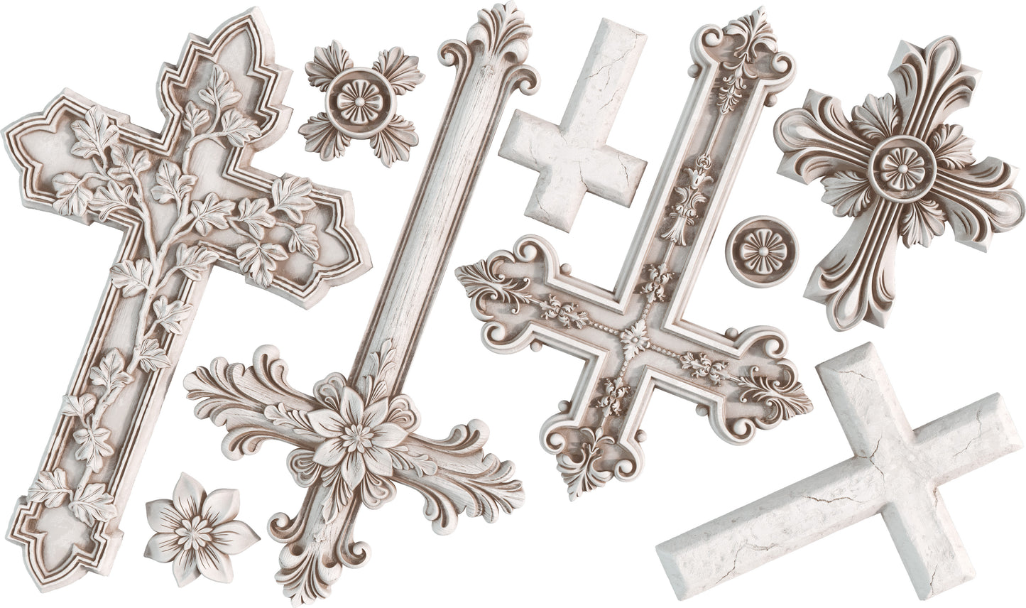 Les Croix 6x10" Decor Mould by Iron Orchid Designs (IOD)