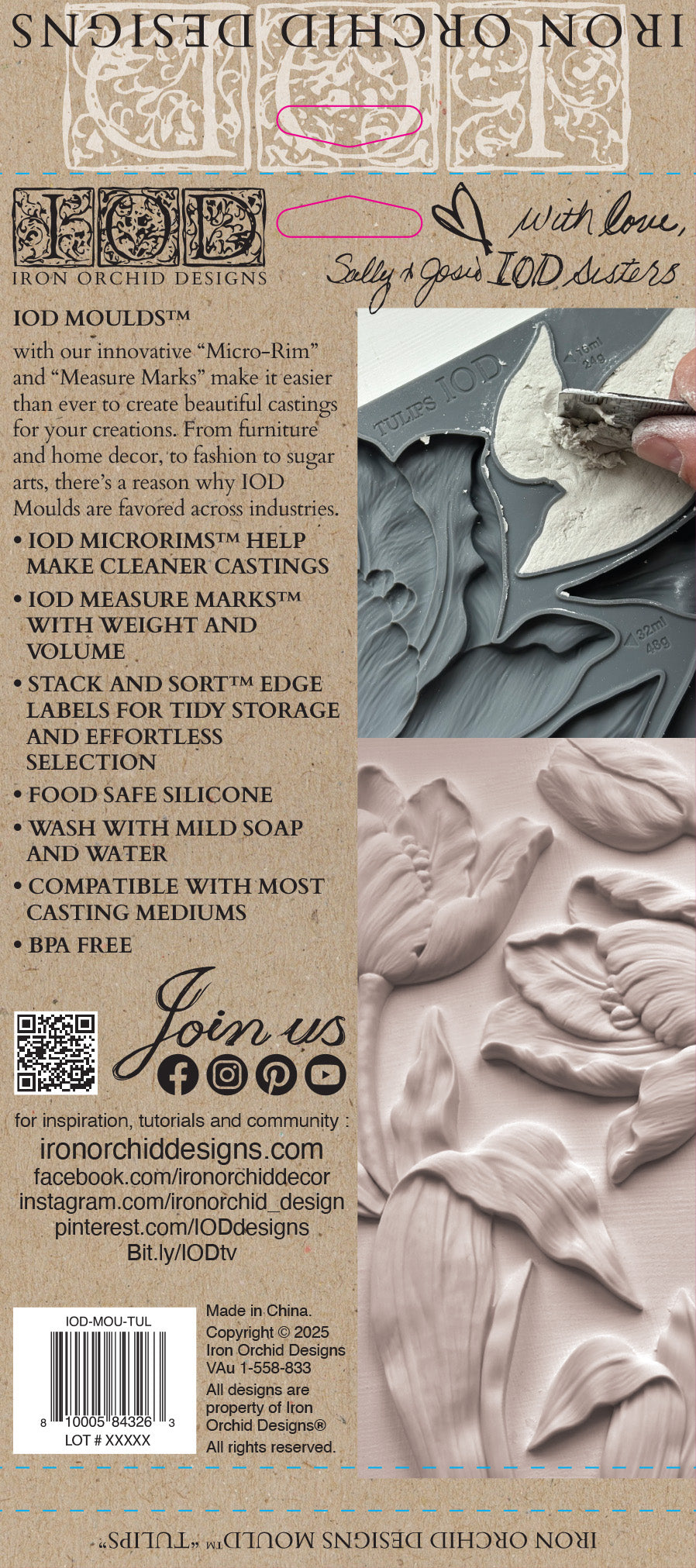 Tulips 6x10" Decor Mould by Iron Orchid Designs (IOD)