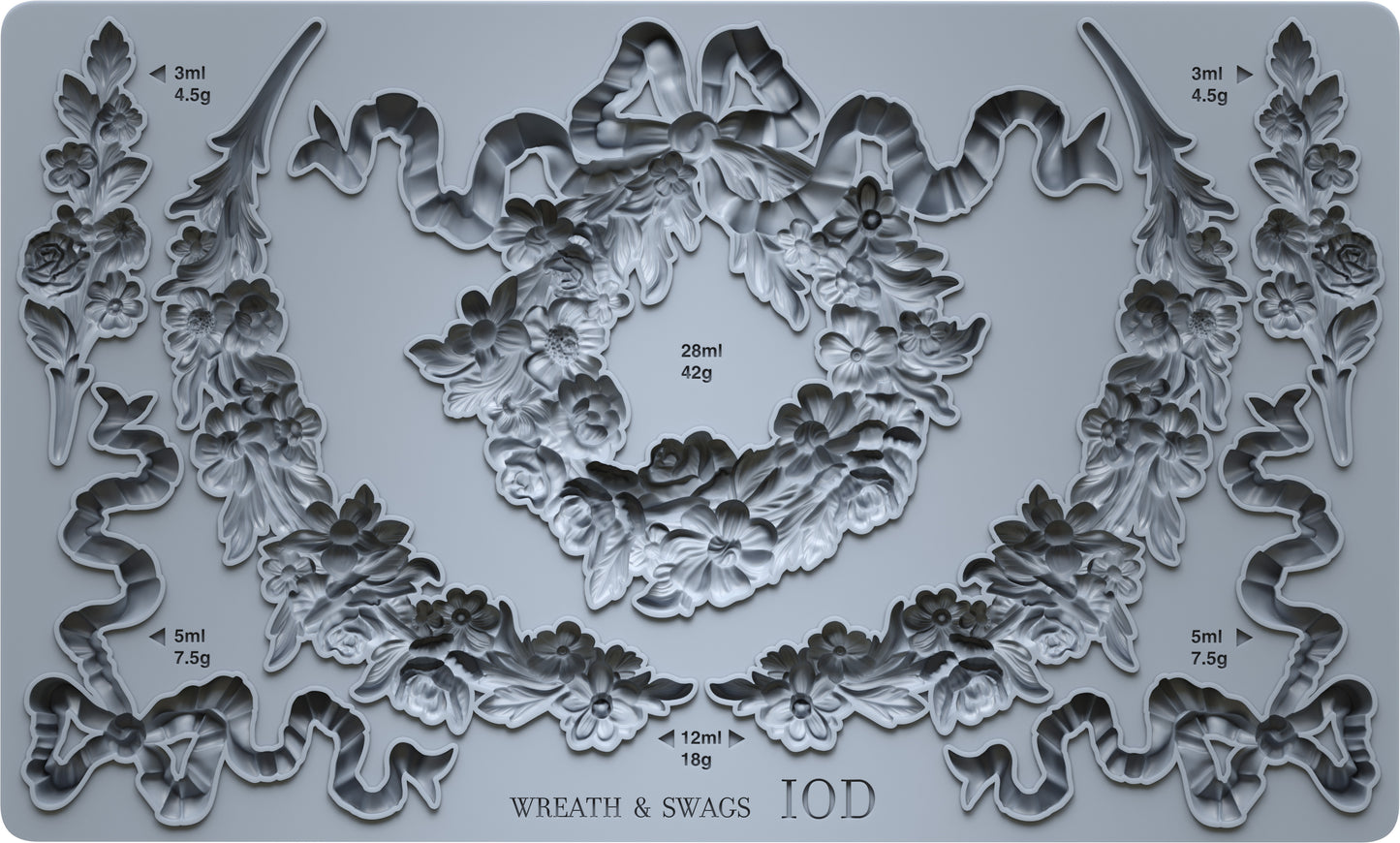 Wreath & Swags 6x10" Decor Mould by Iron Orchid Designs (IOD)