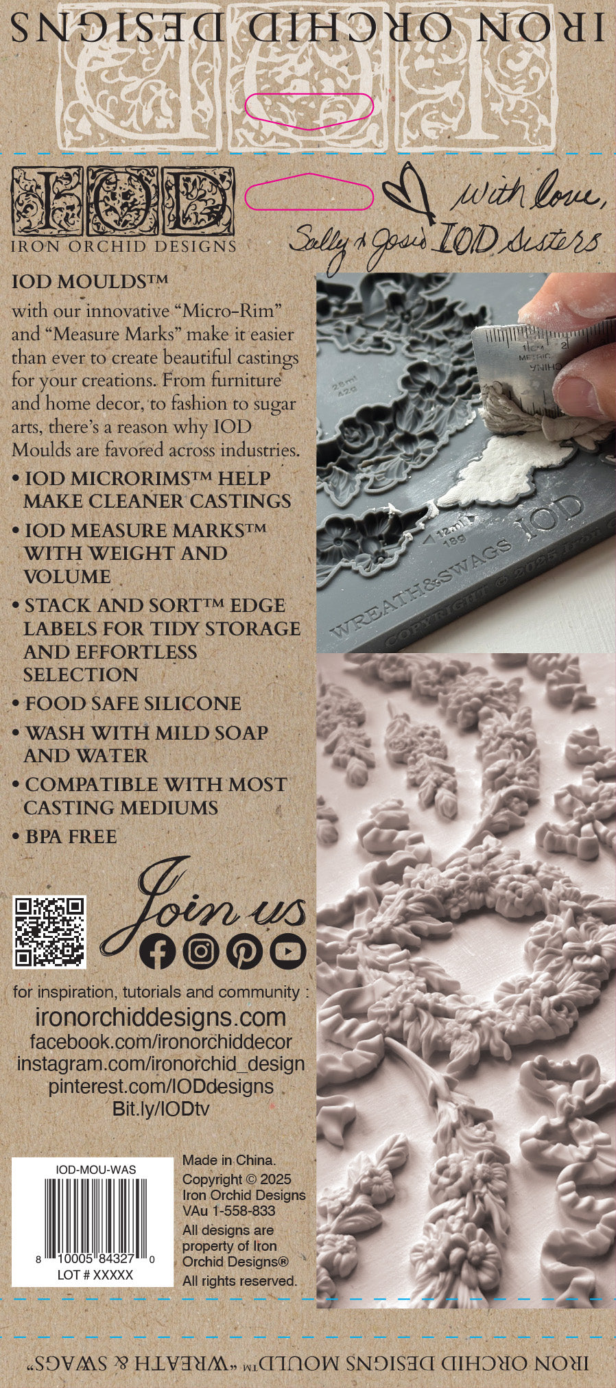 Wreath & Swags 6x10" Decor Mould by Iron Orchid Designs (IOD)