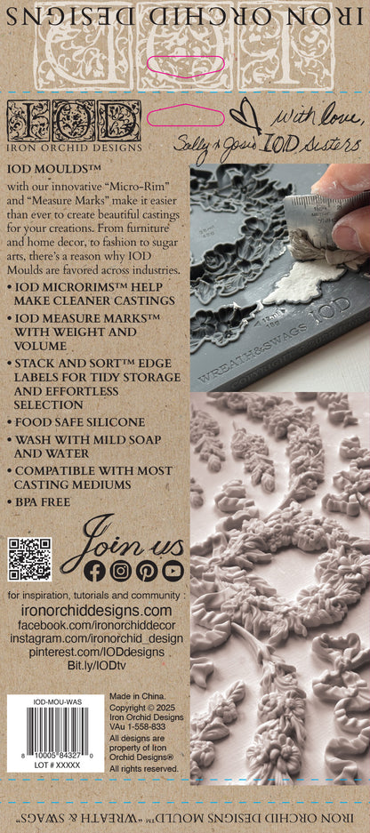 Wreath & Swags 6x10" Decor Mould by Iron Orchid Designs (IOD)