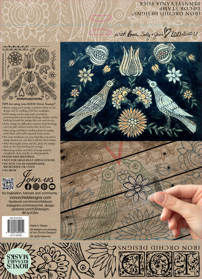 Pennsylvania Folk 12x12" Decor Stamp by Iron Orchid Designs (IOD) - Limited Supply (Retired)