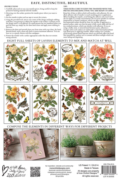 By Any Other Name 8x12” Transfer EIGHT Sheet Set by Iron Orchid Designs (IOD)