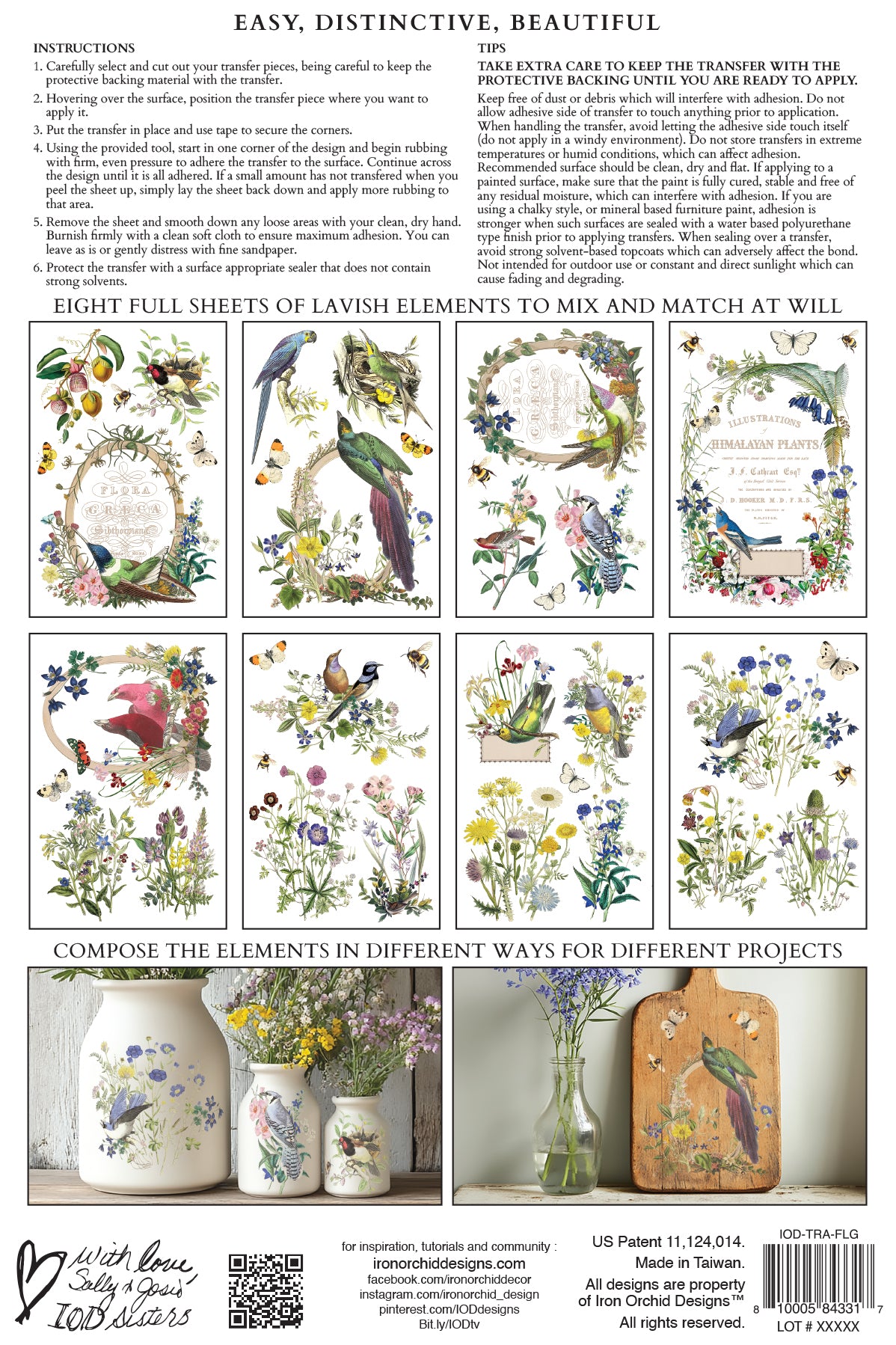 Flora Greca 8x12” Transfer EIGHT Sheet Set by Iron Orchid Designs (IOD)