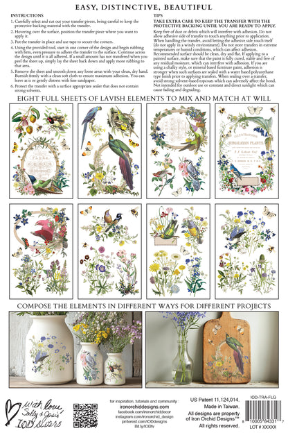 Flora Greca 8x12” Transfer EIGHT Sheet Set by Iron Orchid Designs (IOD)