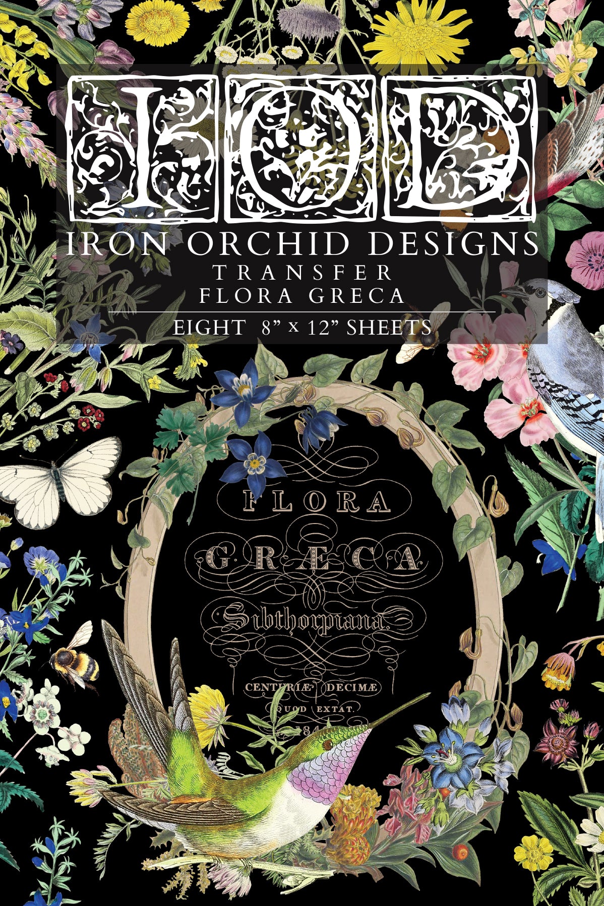 Flora Greca 8x12” Transfer EIGHT Sheet Set by Iron Orchid Designs (IOD)