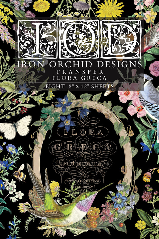 Flora Greca 8x12” Transfer EIGHT Sheet Set by Iron Orchid Designs (IOD)