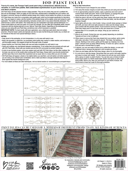 Trompe l'oeil Laurel 12x16" Paint Inlay FOUR Sheet Set by Iron Orchid Designs (IOD)