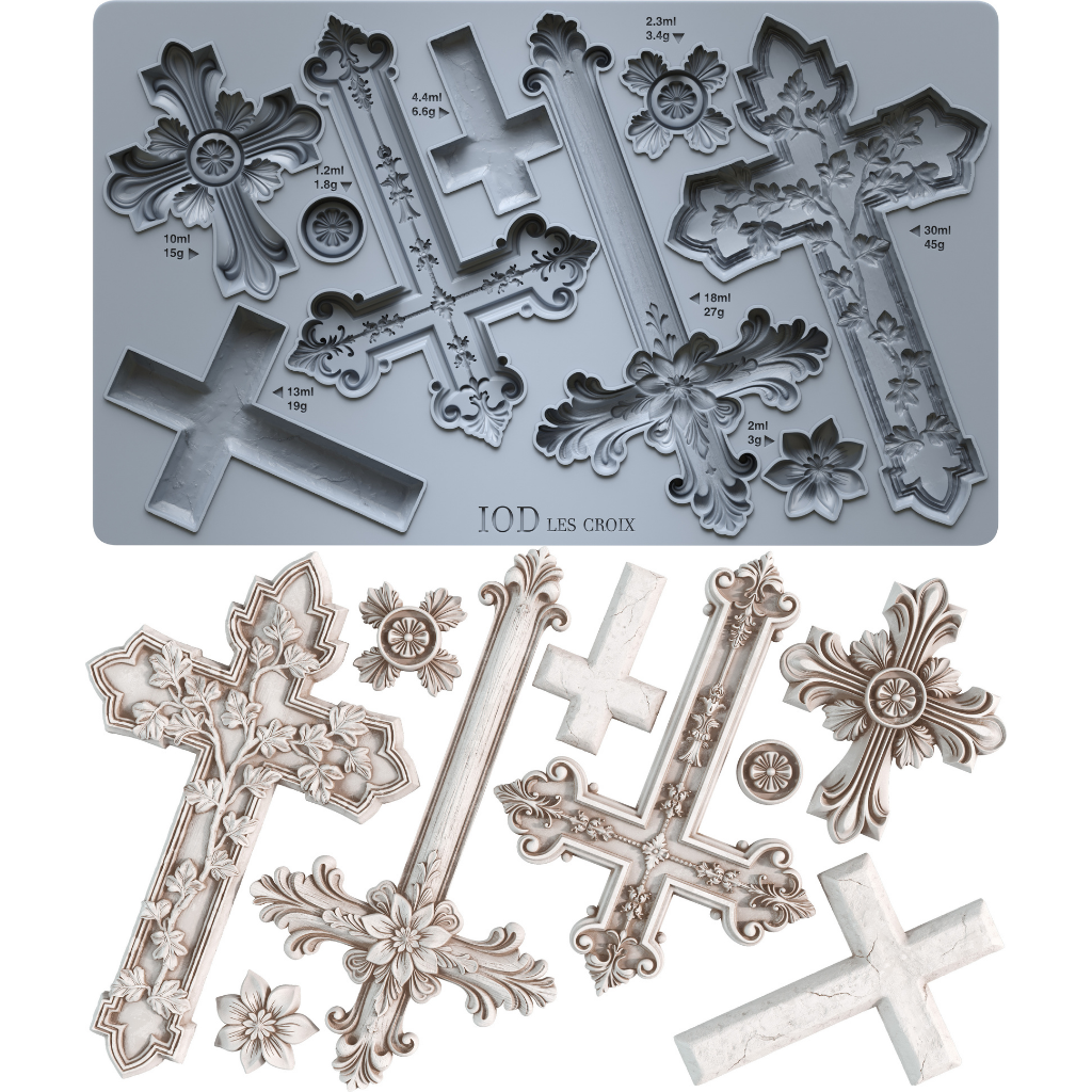 Les Croix 6x10" Decor Mould by Iron Orchid Designs (IOD)