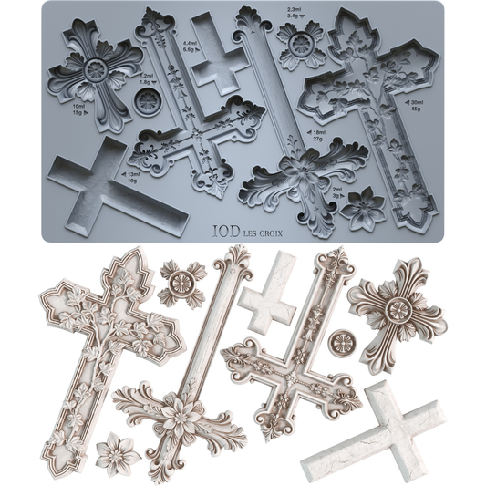 Les Croix 6x10" Decor Mould by Iron Orchid Designs (IOD)