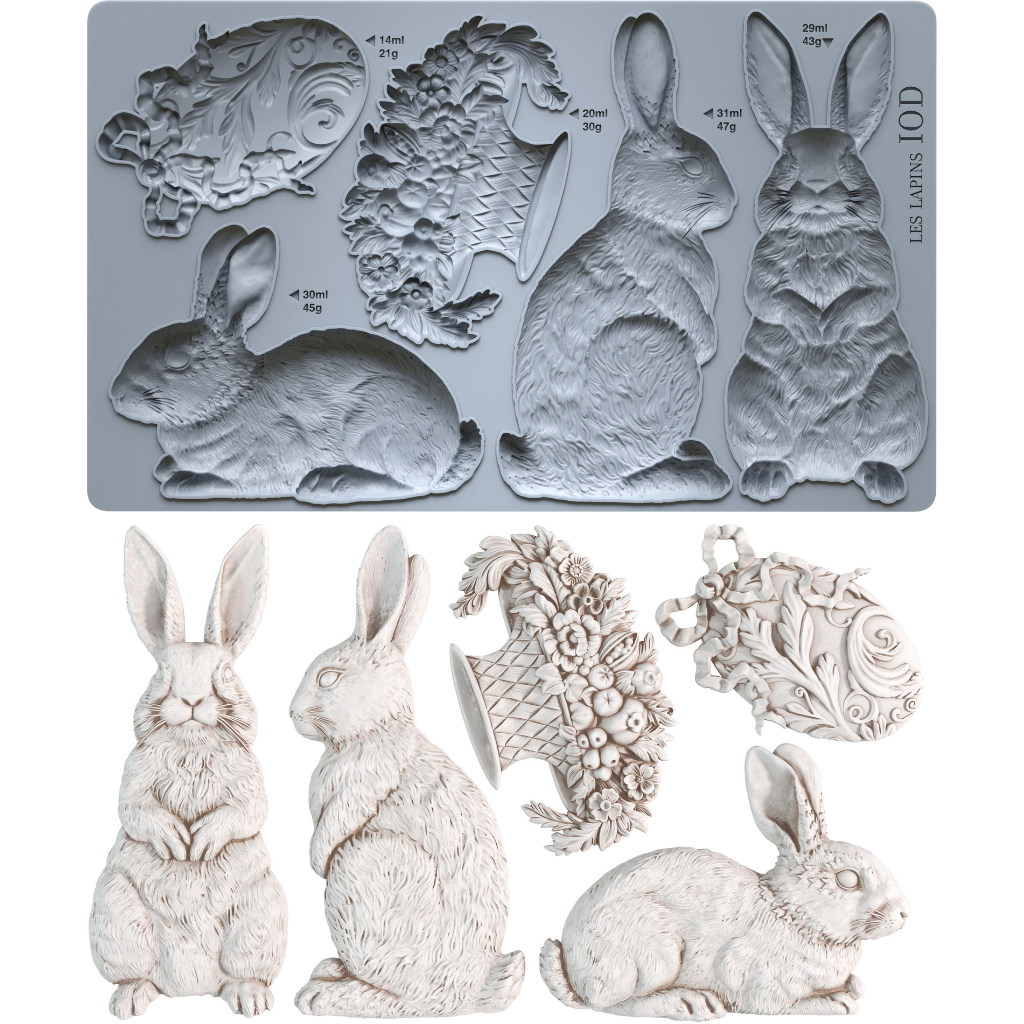 Les Lapins 6x10" Decor Mould by Iron Orchid Designs (IOD)