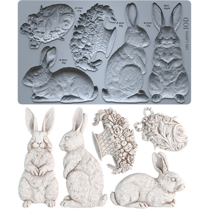 Les Lapins 6x10" Decor Mould by Iron Orchid Designs (IOD)