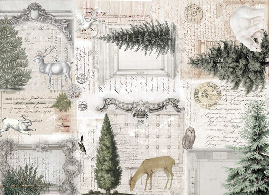Neutral Christmas Masterboard 21x29" Decoupage Paper by Roycycled Treasures