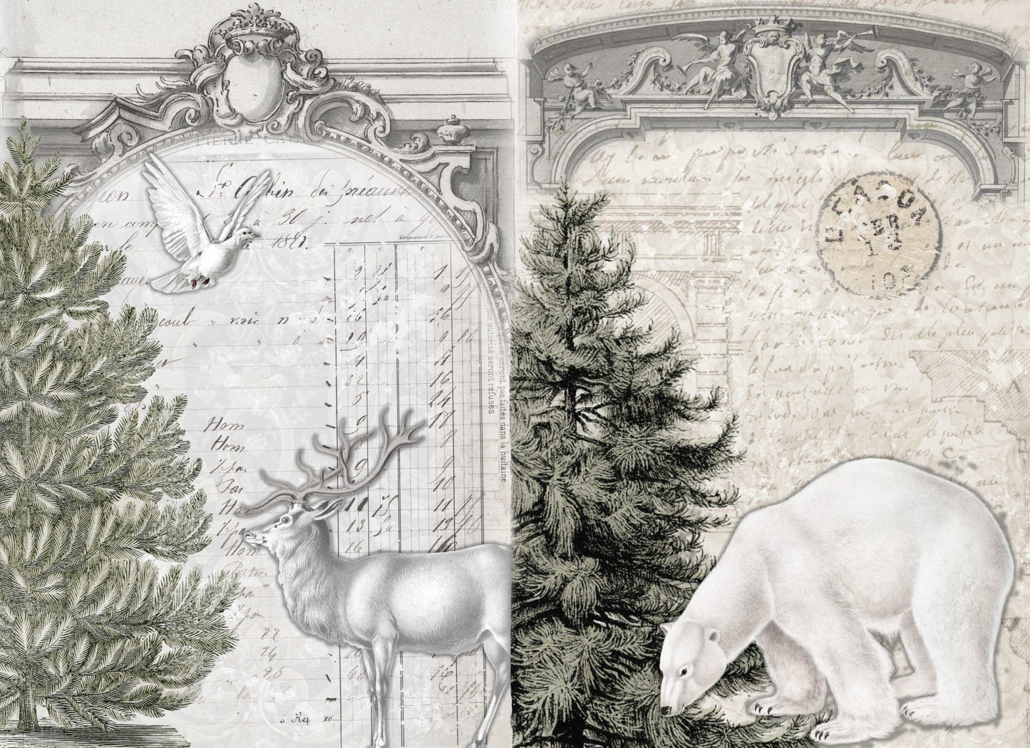 Neutral Christmas Project Blocks Decoupage Paper