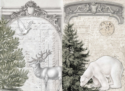 Neutral Christmas Project Blocks 21x29" Decoupage Paper by Roycycled Treasures