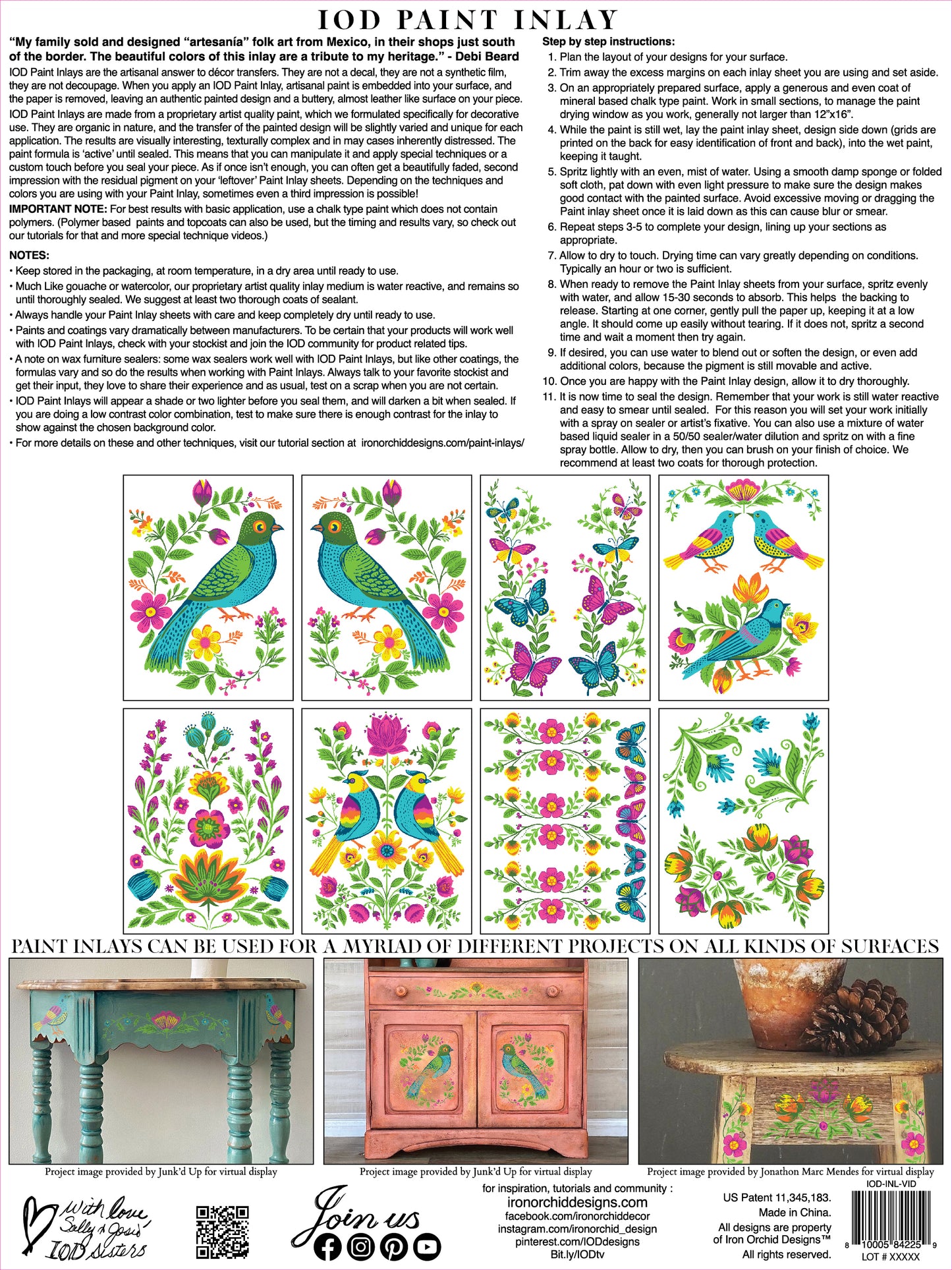 Vida Flora 12x16" Paint Inlay Designed by Debi Beard EIGHT Sheet Set by Iron Orchid Designs (IOD)