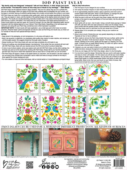Vida Flora 12x16" Paint Inlay Designed by Debi Beard EIGHT Sheet Set by Iron Orchid Designs (IOD)