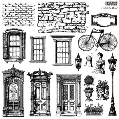 Portobello Road 12x12" Decor Stamp TWO Sheet Set by Iron Orchid Designs (IOD) *Limited Edition*
