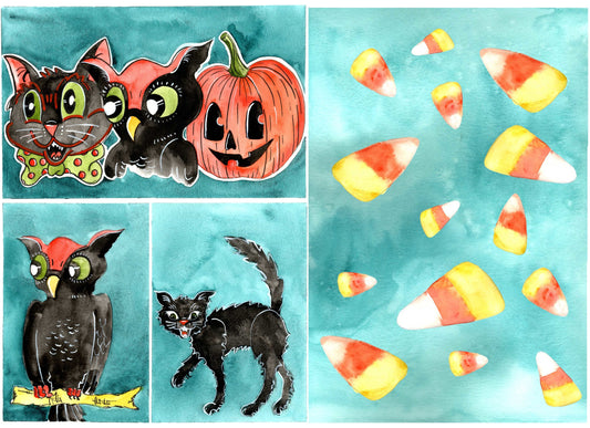 Retro Halloween 21x29" Decoupage Paper by Roycycled Treasures