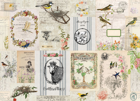 Spring Masterboard 21x29" Decoupage Paper by Roycycled Treasures