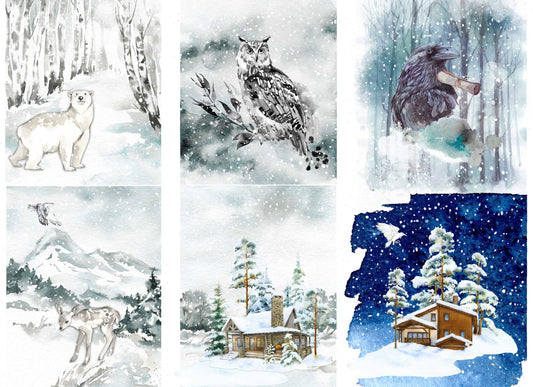 Winter Project Blocks 21x29" Decoupage Paper by Roycycled Treasures