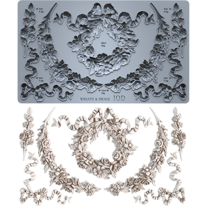 Wreath & Swags 6x10" Decor Mould by Iron Orchid Designs (IOD)
