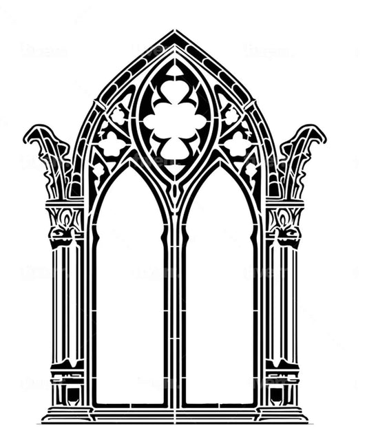 Gothic Window 12x17" Stencil by Roycycled Treasures
