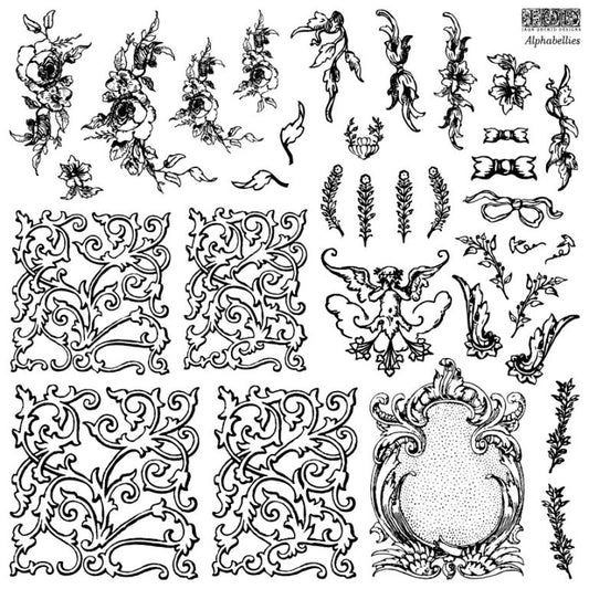 Alphabellies Decor 12x12" Stamp by Iron Orchid Designs (IOD)