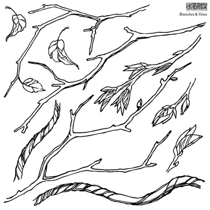 Branches and Vines 12x12" Decor Stamp by Iron Orchid Designs (IOD)