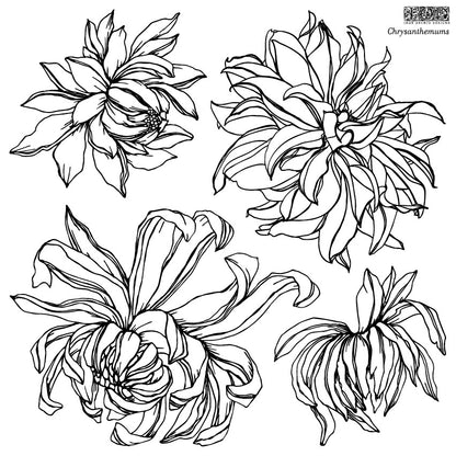 Chrysanthemum 12x12" Decor Stamp TWO Sheet Set by Iron Orchid Designs (IOD)