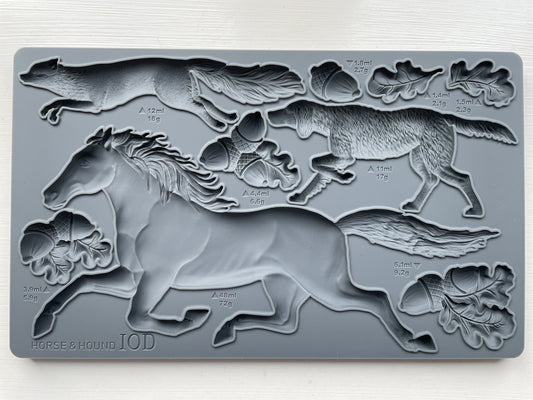 Horse & Hound 6x10" Decor Mould by Iron Orchid Designs (IOD) - Limited Supply (Retired)