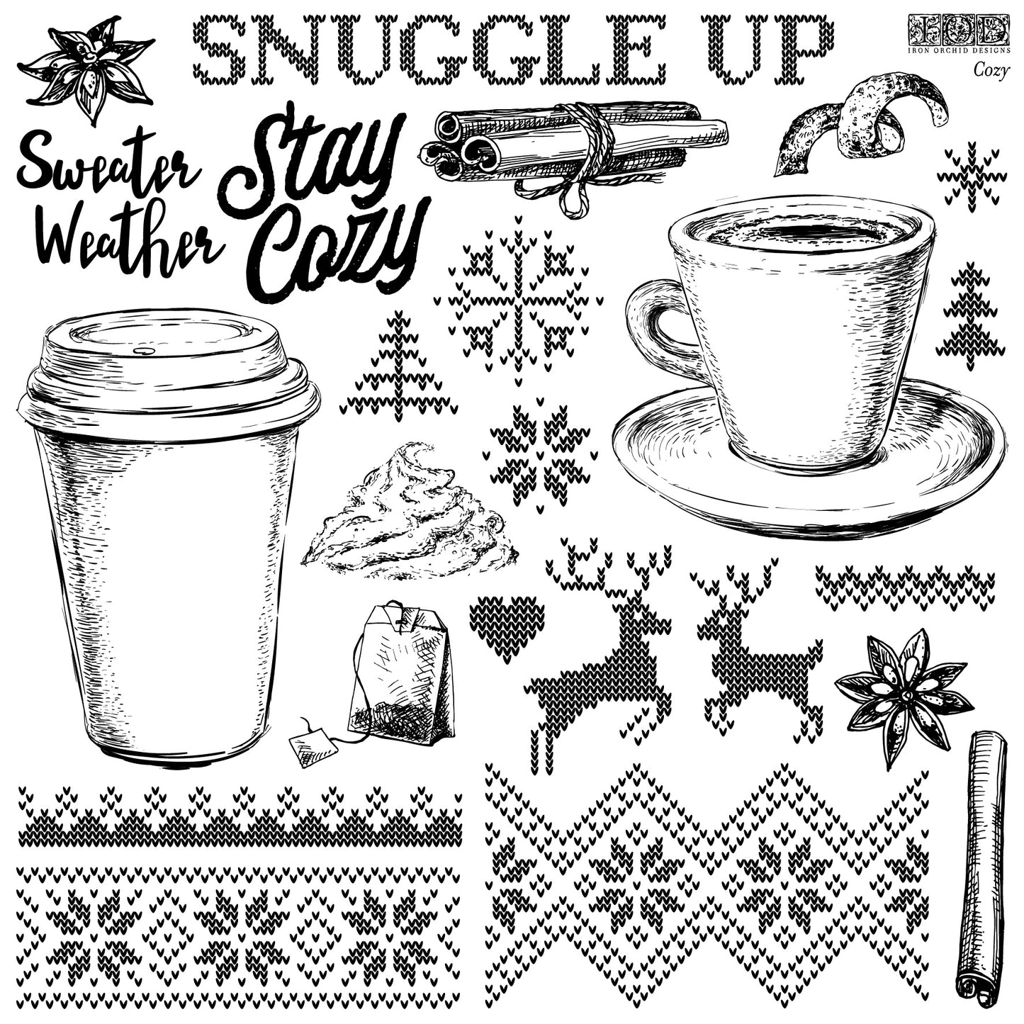 Cozy 12x12" Decor Stamp by Iron Orchid Designs (IOD)