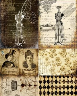 Dress Form Project Blocks 21x29" Decoupage Paper by Roycycled Treasures