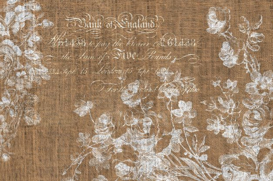Floral Burlap (Landscape) 21x29" Decoupage Paper by Roycycled Treasures