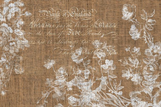 Floral Burlap (Landscape) 21x29" Decoupage Paper by Roycycled Treasures