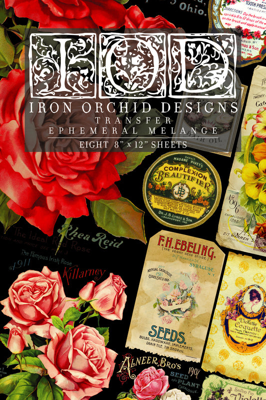 Ephemeral Mélange 8x12" Transfer Pad - EIGHT Sheet Set by Iron Orchid Designs (IOD)