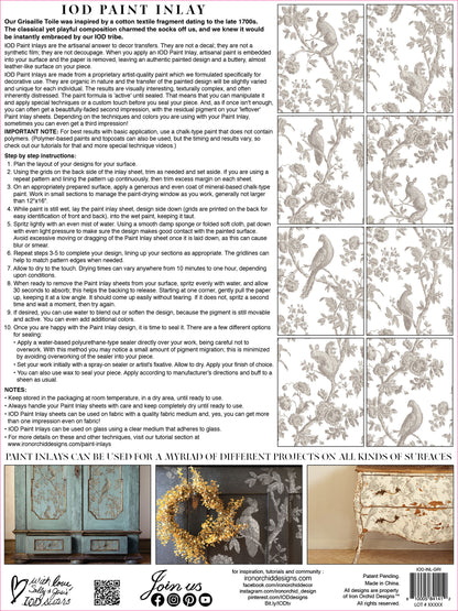 Grisaille Toile 12x16" Paint Inlay EIGHT Sheet Set by Iron Orchid Designs (IOD)