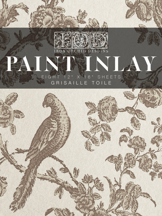 Grisaille Toile 12x16" Paint Inlay EIGHT Sheet Set by Iron Orchid Designs (IOD)