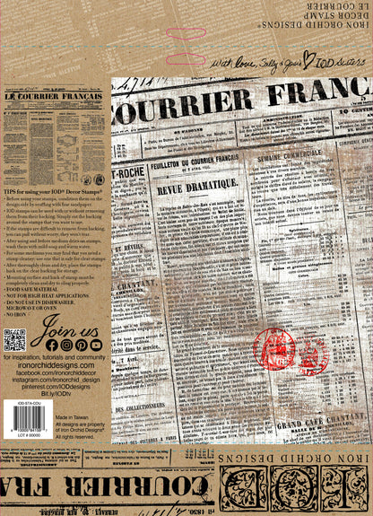 Le Courrier 12x12" Decor Stamp by Iron Orchid Designs (IOD)