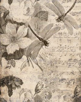 Musical Dragonflies 21x29" Decoupage Paper by Roycycled Treasures