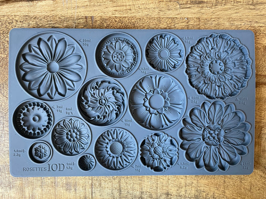Rosettes 6x10" Decor Mould by Iron Orchid Designs (IOD)
