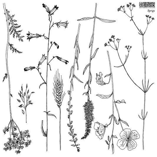 Sprigs 12x12" Decor Stamp by Iron Orchid Designs (IOD)